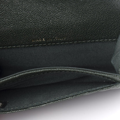 Chanel Metallic Caviar Chevron Quilted Boy Flap Card Holder Green 5 of 8