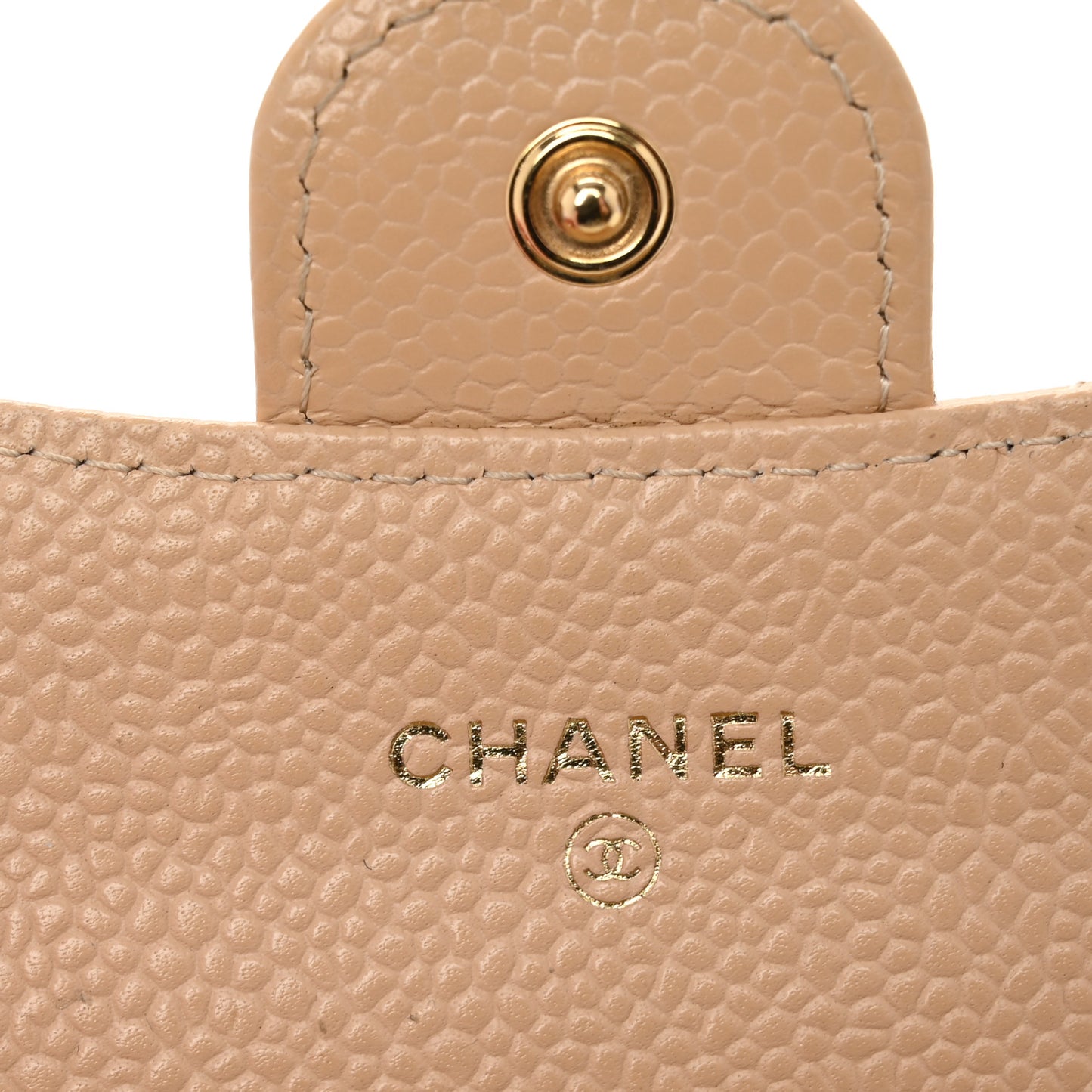 Caviar Quilted Card Holder Wallet Beige
