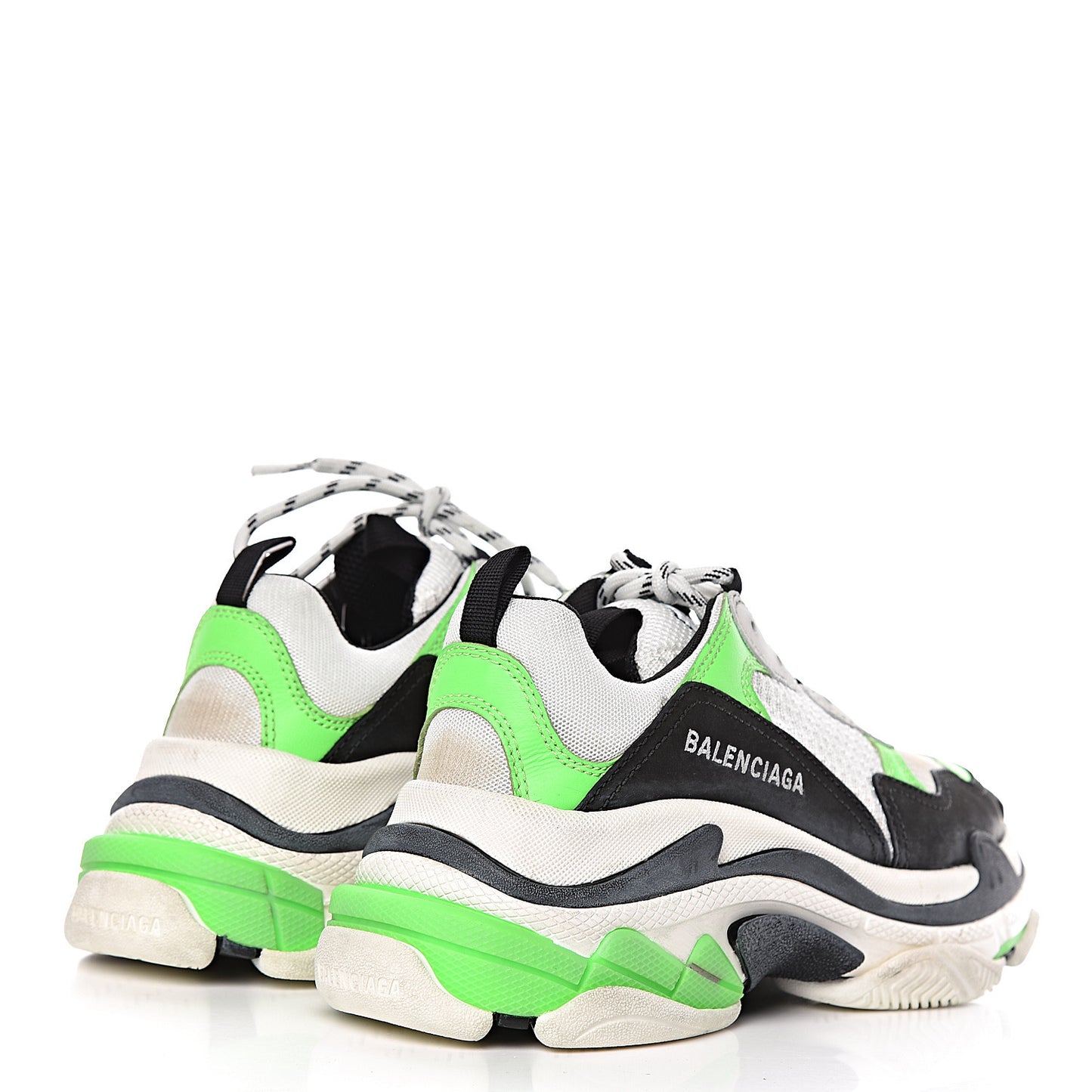 Fabric Mesh Womens Triple S Sneakers 38 White Green Fluo Black