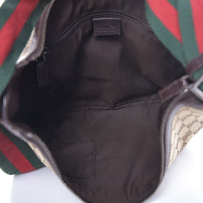 Gucci Monogram Web Medium Half Moon Hobo Dark Brown 5 of 10