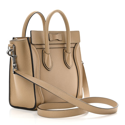 Celine Drummed Calfskin Nano Luggage Dune 3 of 12