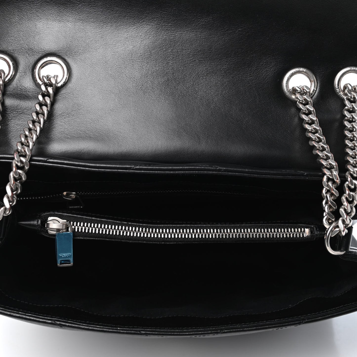 Calfskin Y Quilted Monogram Medium Loulou Chain Satchel Black