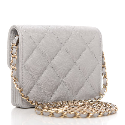 Chanel Caviar Quilted Flap Card Holder On Chain Grey 3 of 11