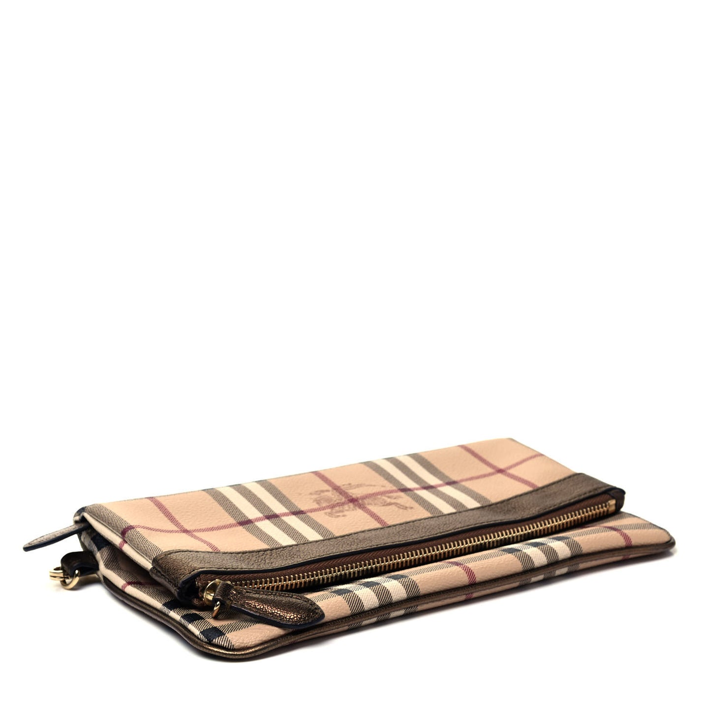 Haymarket Check Metallic Adeline Foldover Clutch Brown