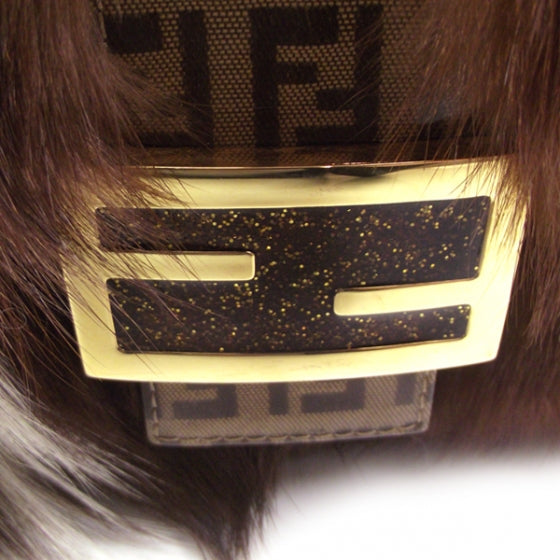Fendi Vinyl Zucchino Skunk Fur Baguette Tobacco Multicolor 6 of 14
