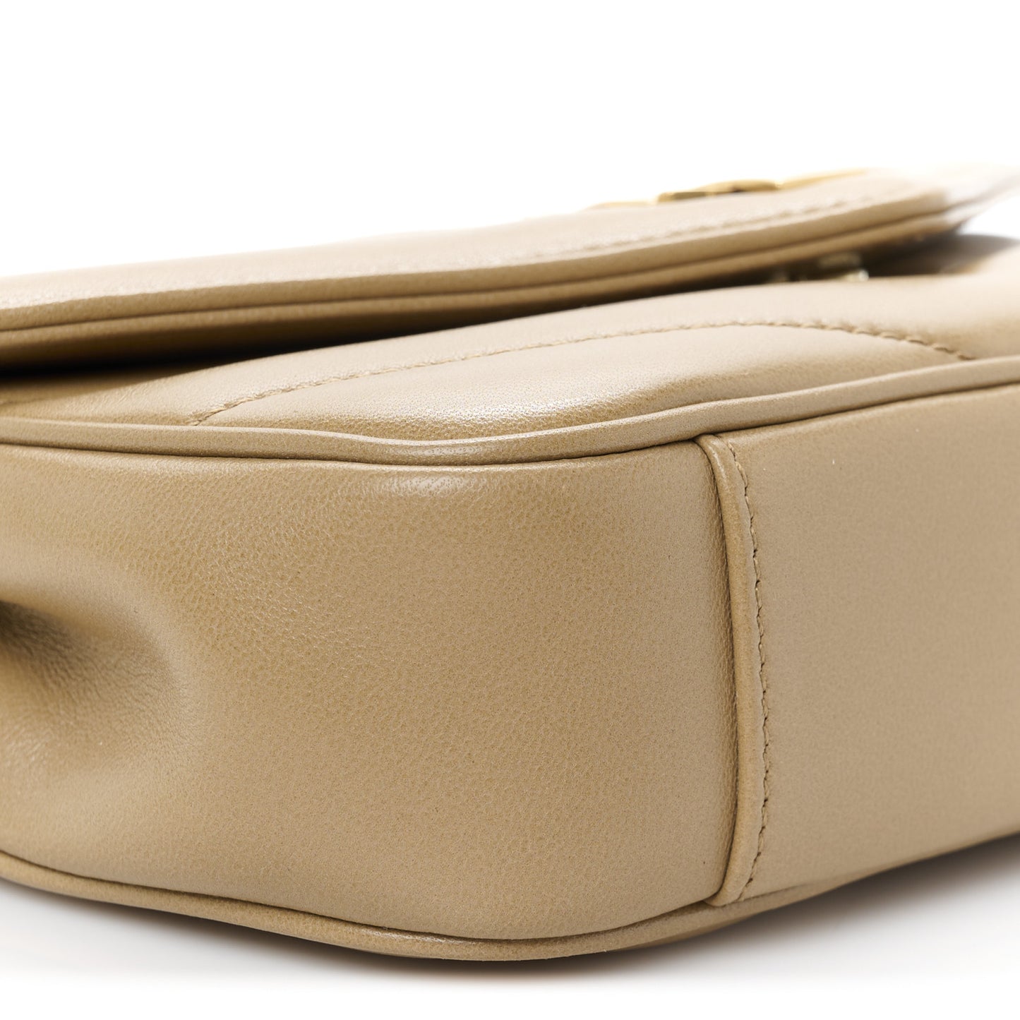 Lambskin Chevron Quilted Mini Loulou Natural Tan
