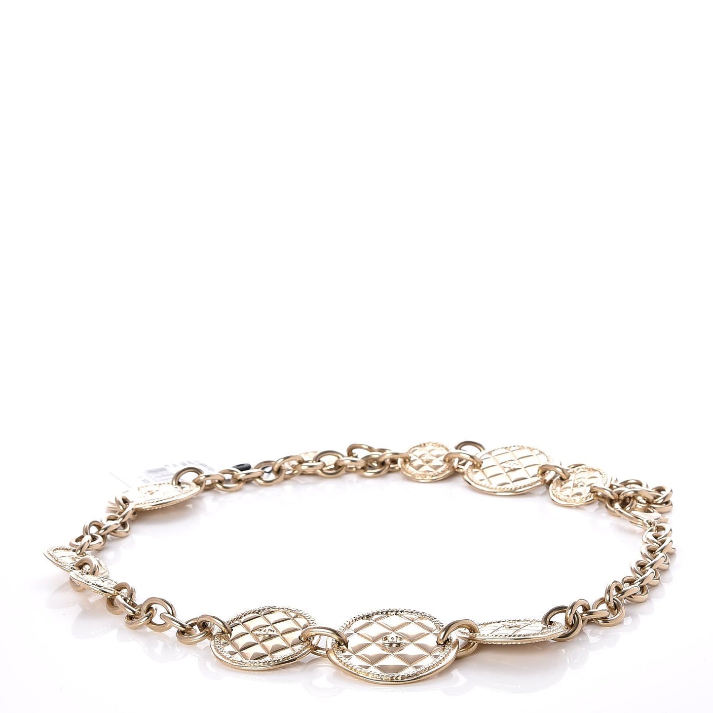 Chain Quilted CC Medallion Belt Gold