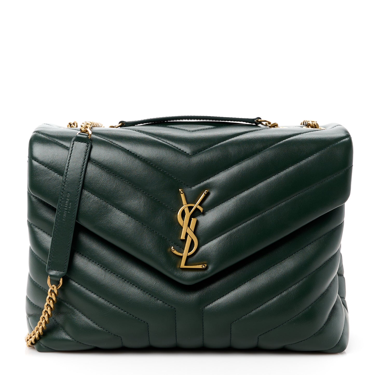 Calfskin Y Quilted Monogram Medium Loulou Chain Satchel Olive