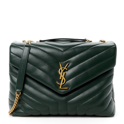 Saint Laurent Calfskin Y Quilted Monogram Medium Loulou Chain Satchel Olive 1 of 11