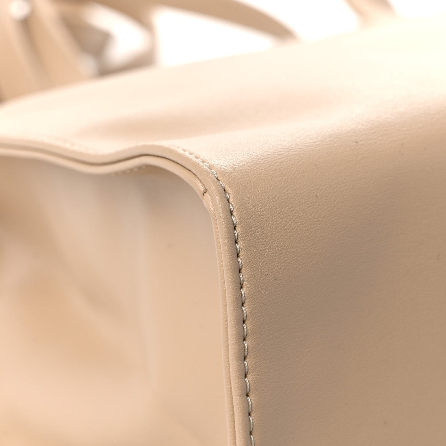 Vegan Leather Medium Shopping Bag Cream