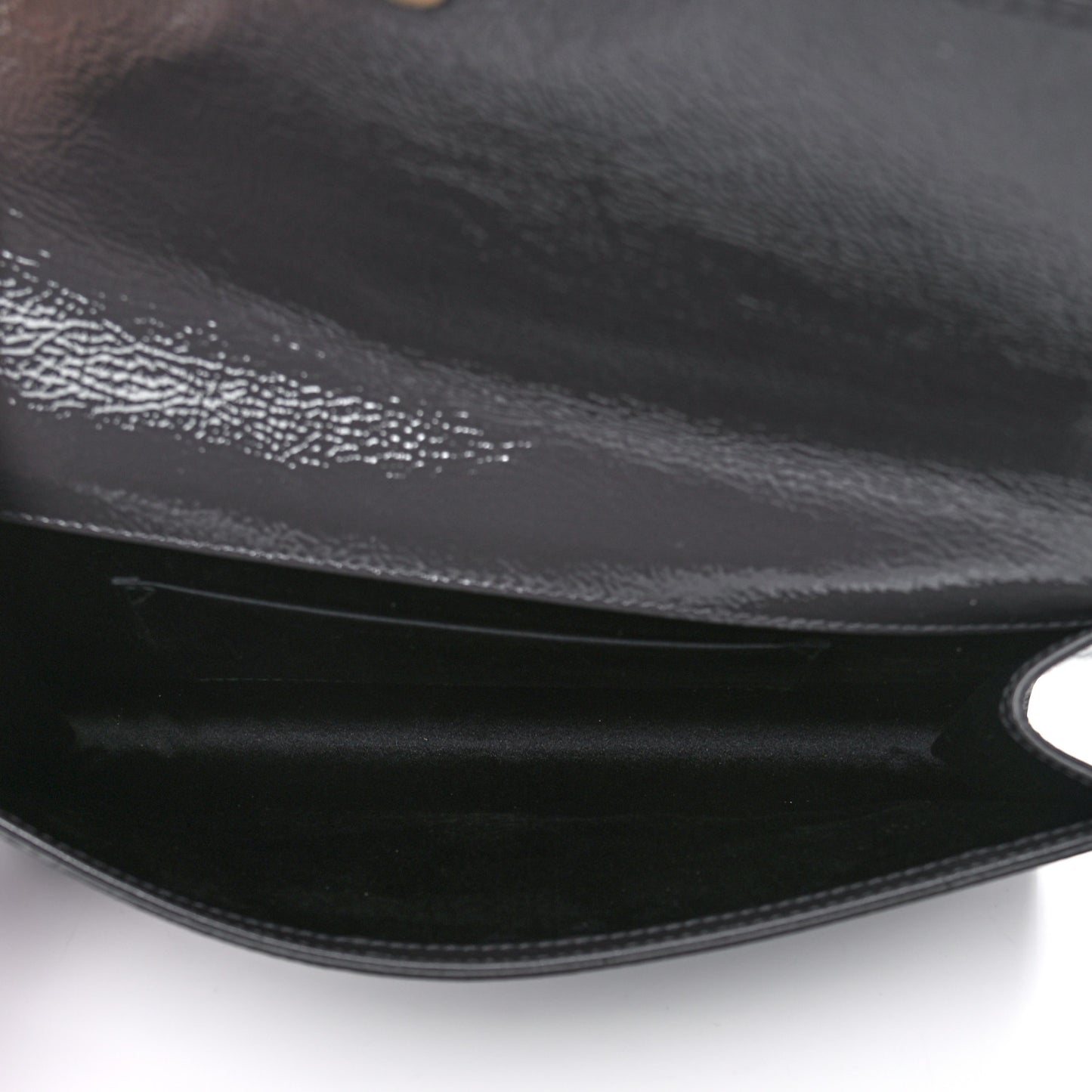 Textured Patent Calfskin Large Belle De Jour Clutch Dark Brown