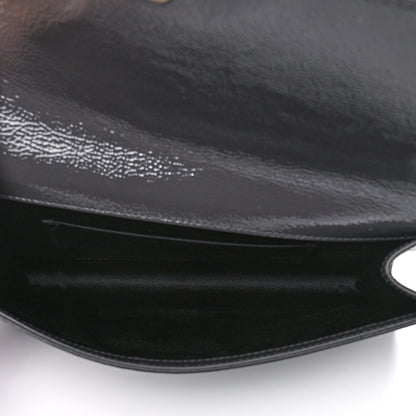Saint Laurent Textured Patent Calfskin Large Belle De Jour Clutch Dark Brown 5 of 9