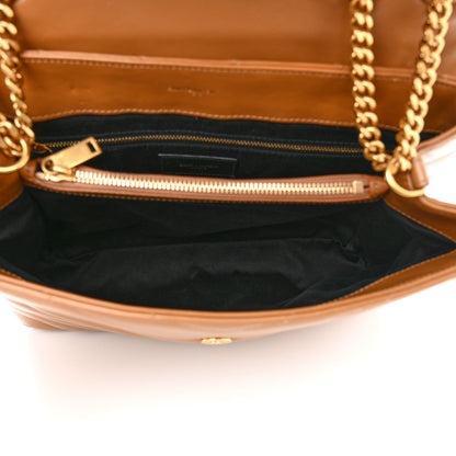 Saint Laurent Calfskin Y Quilted Monogram Medium Loulou Chain Satchel Dark Natural 4 of 13