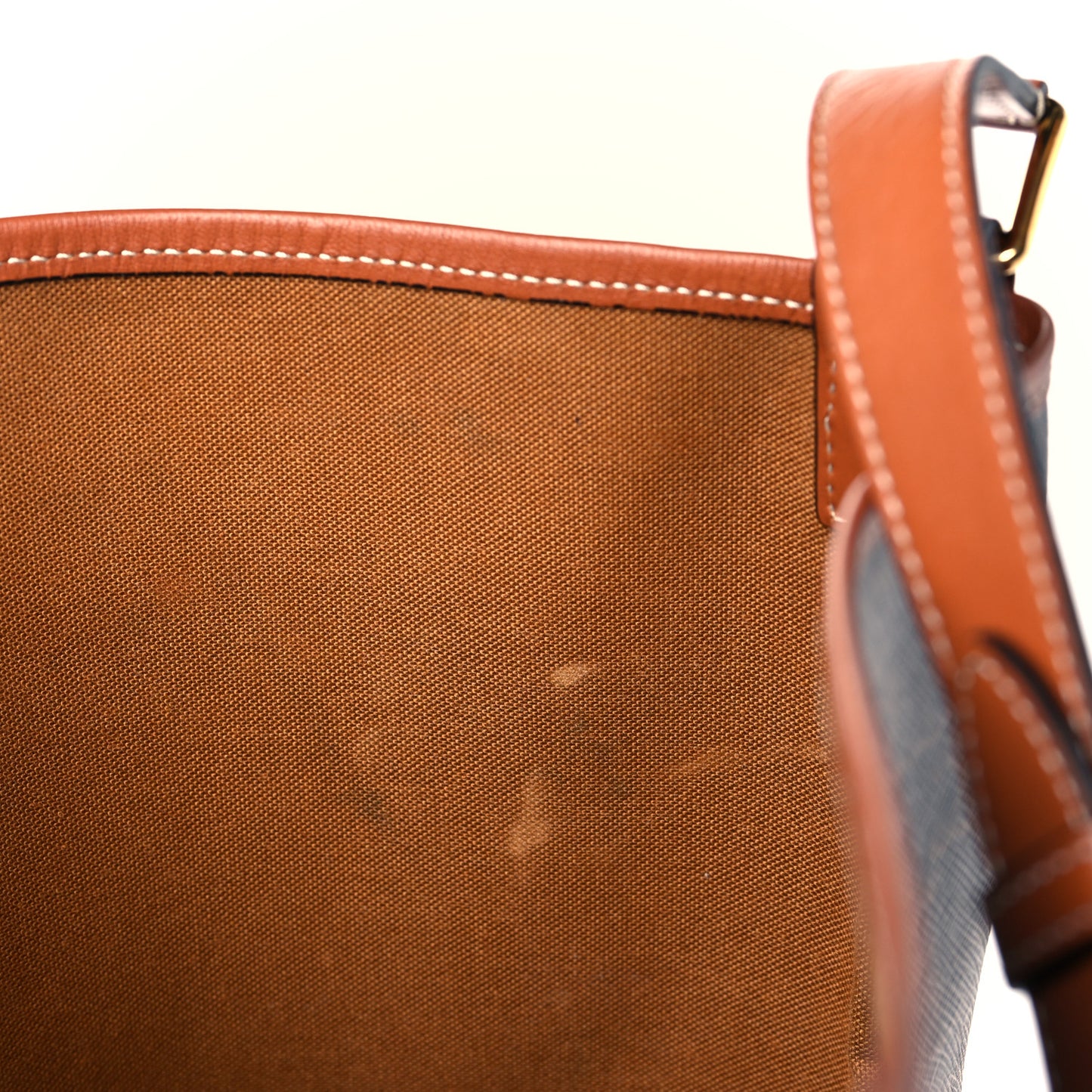 Triomphe Canvas Calfskin Medium Bucket Bag Tan