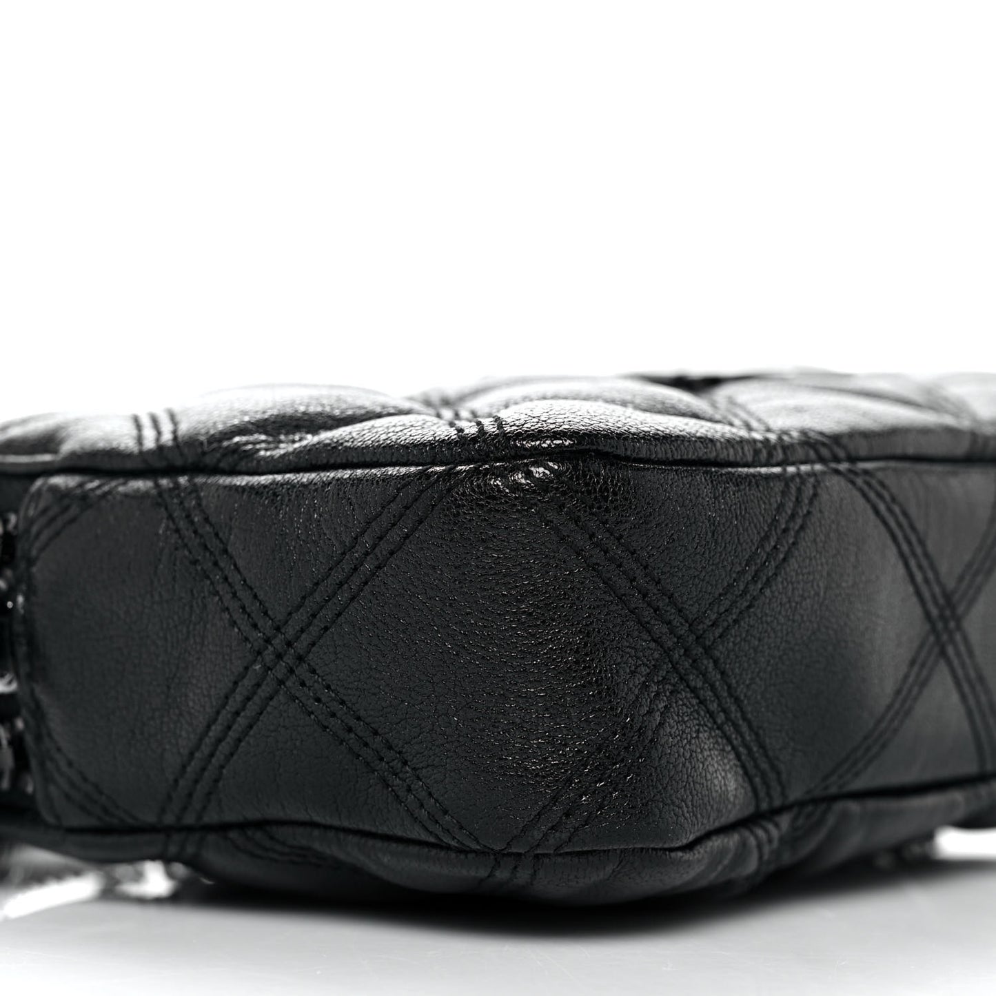 Grained Lambskin Quilted Mini Becky Double Zip Bag Black