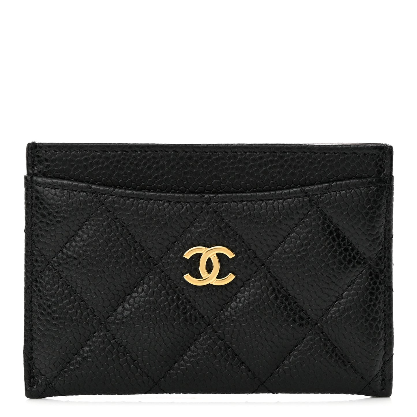 Caviar Quilted Card Holder Black