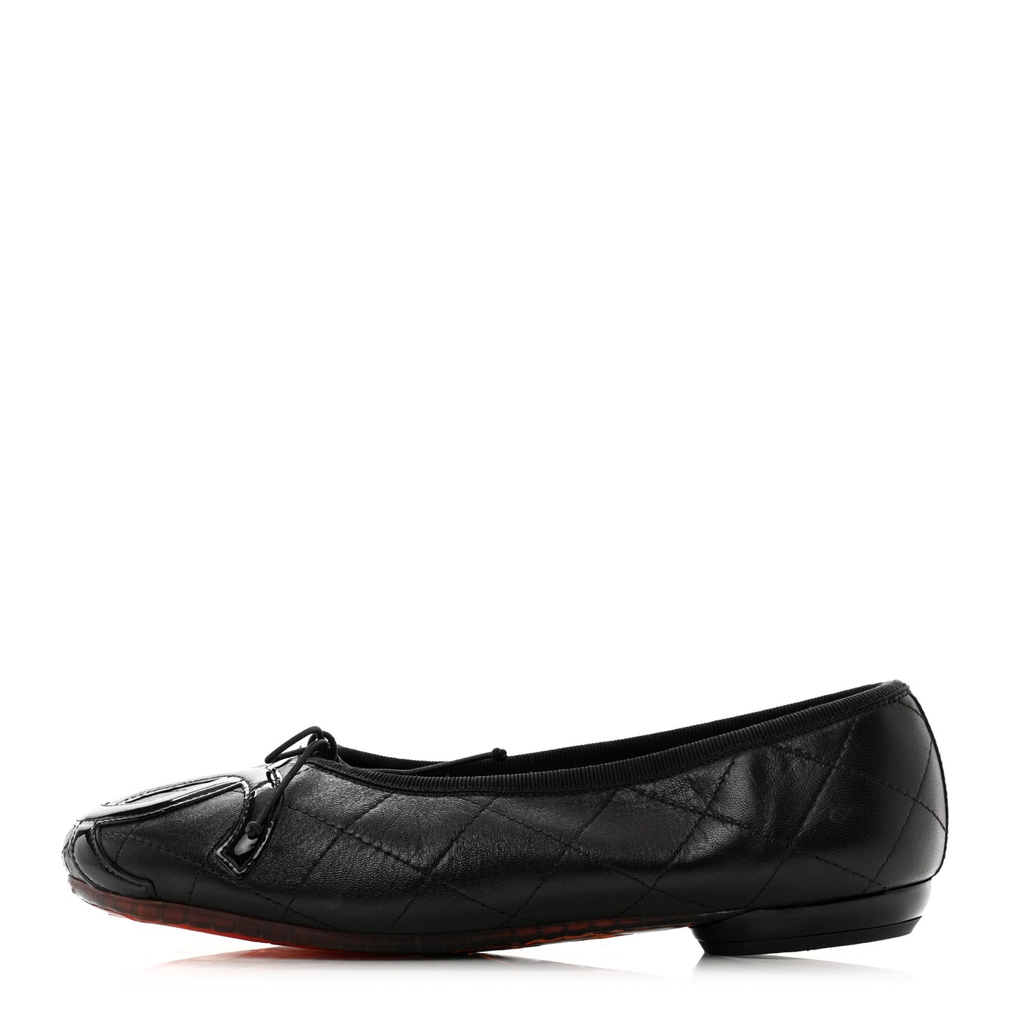 Lambskin Quilted Cambon Ballerina Flats 37.5 Black