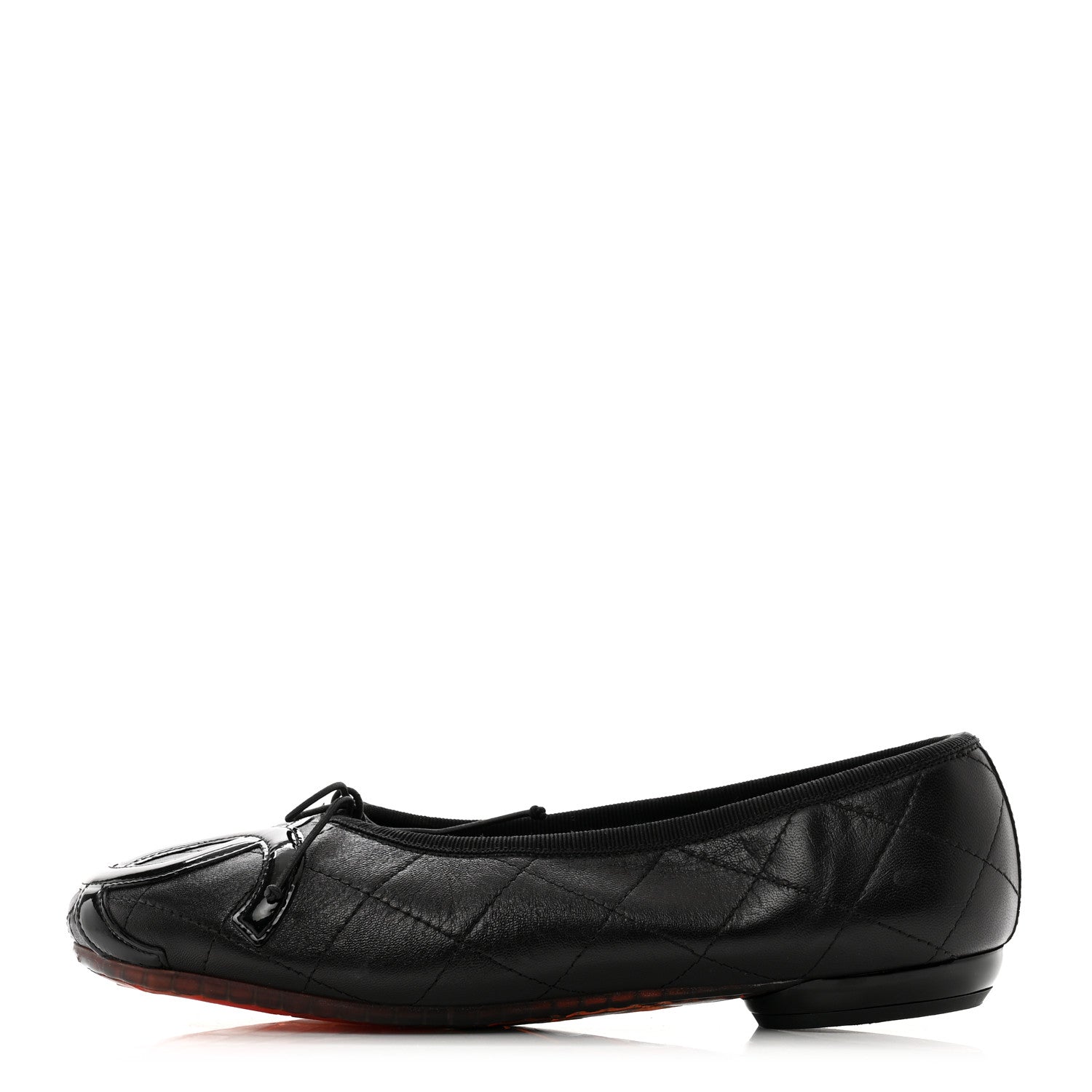 Chanel Lambskin Quilted Cambon Ballerina Flats 37.5 Black 1 of 7