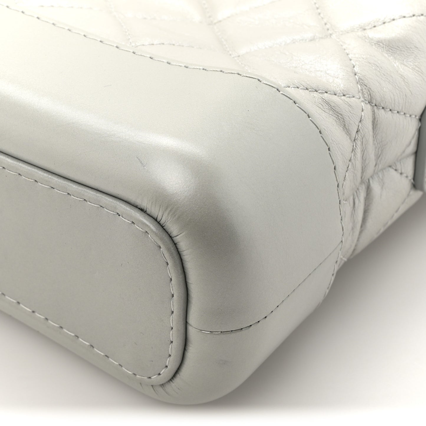 Metallic Aged Calfskin Quilted Small Gabrielle Hobo Light Silver