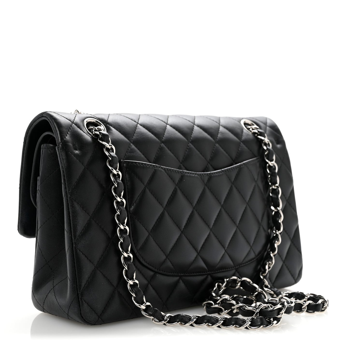 Lambskin Quilted Medium Double Flap Black