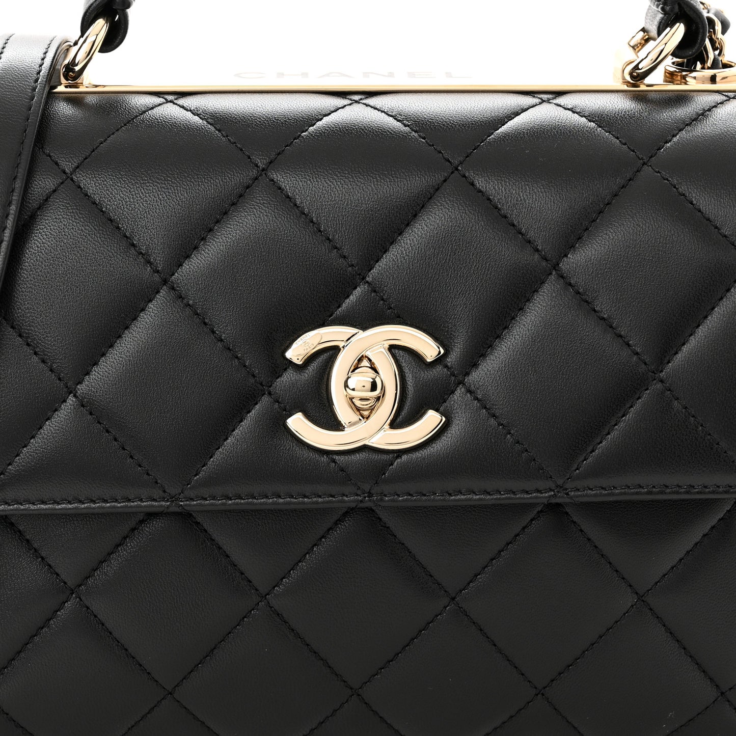 Lambskin Quilted Small Trendy CC Dual Handle Flap Bag Black