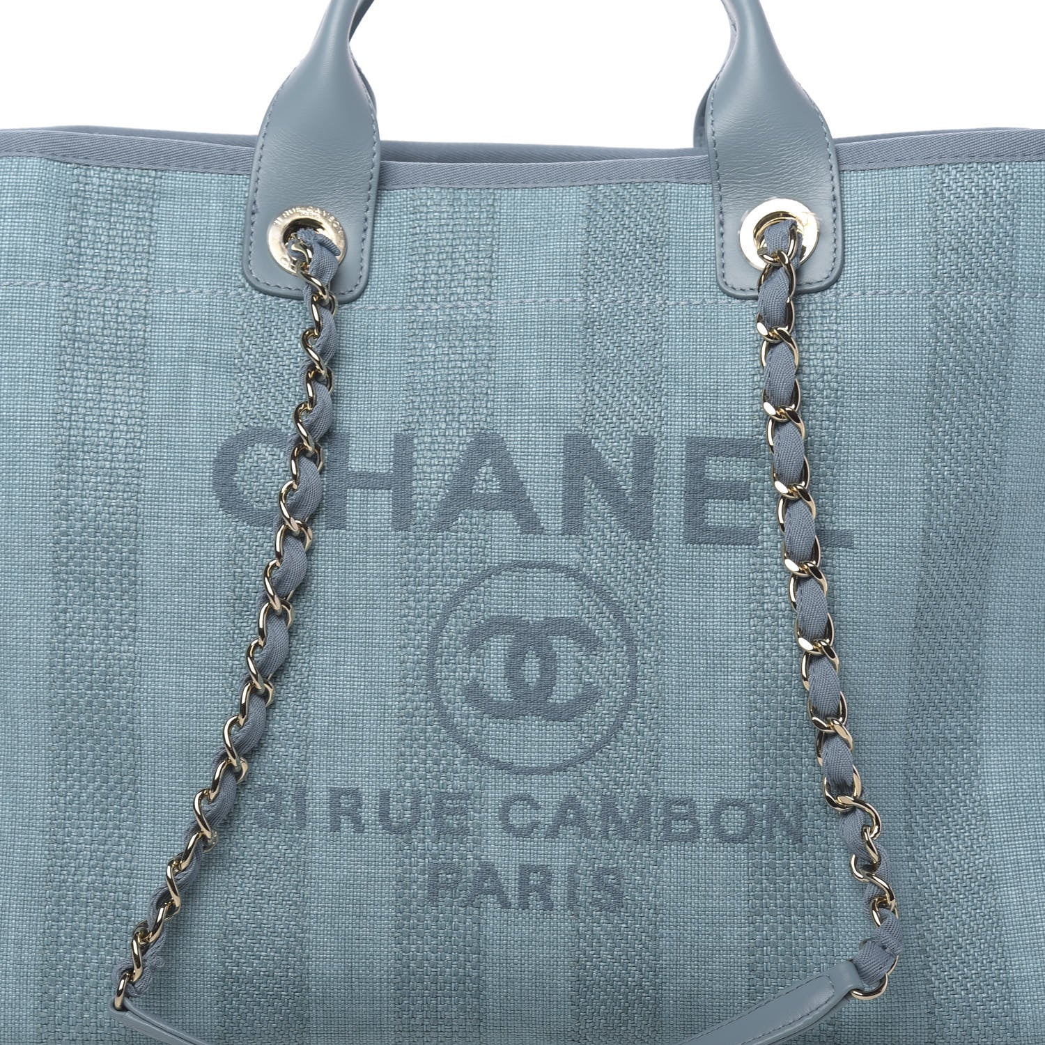 Chanel Mixed Fibers Striped Medium Deauville Tote Blue 9 of 11