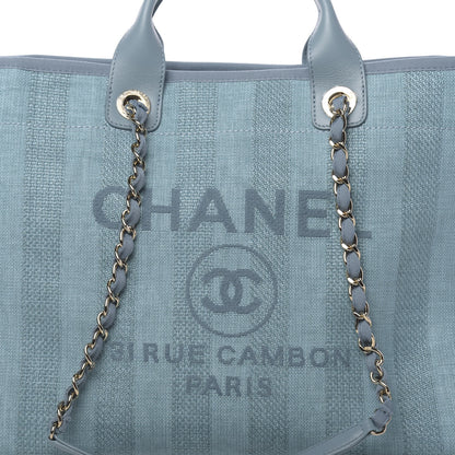 Chanel Mixed Fibers Striped Medium Deauville Tote Blue 9 of 11