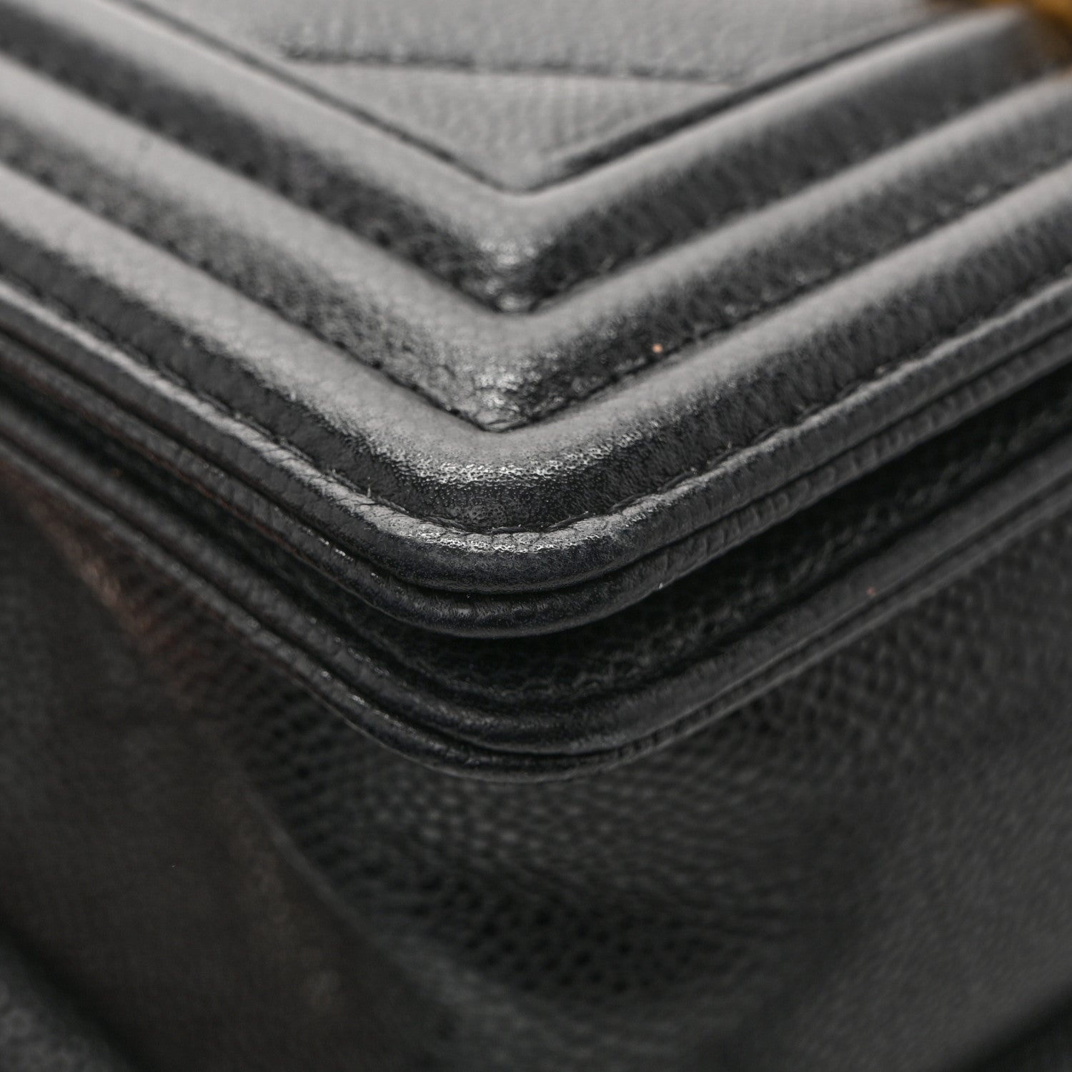 Chanel Caviar Chevron Quilted Small Boy Flap Black 12 of 13