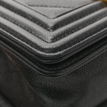 Chanel Caviar Chevron Quilted Small Boy Flap Black 12 of 13