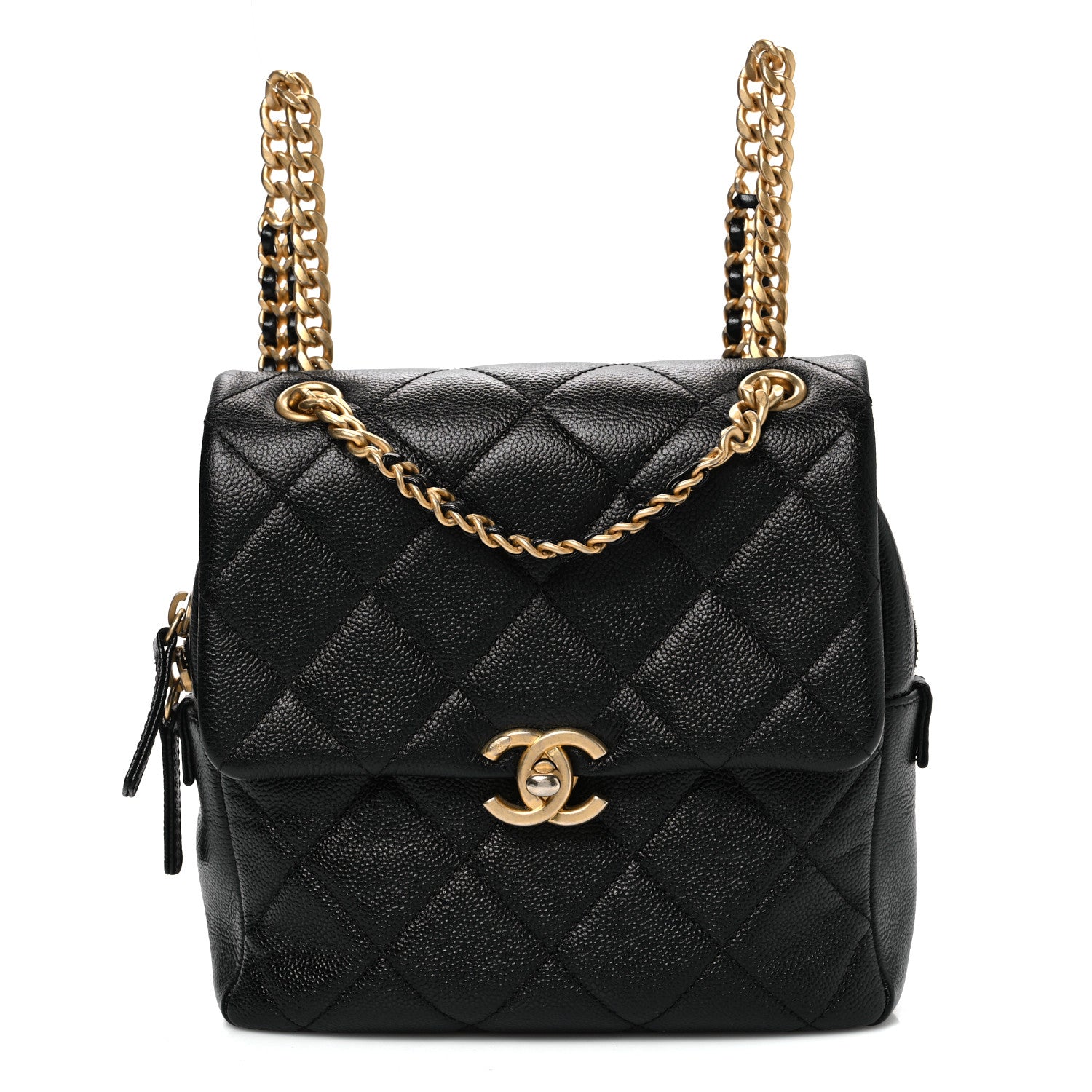 Chanel Shiny Caviar Quilted Chain Melody Backpack Black 1 of 12