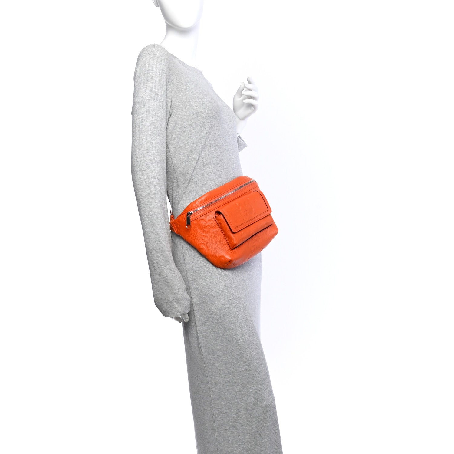 Gucci Piuma Calfskin Jumbo GG Embossed Pocket Belt Bag Good Orange 2 of 10