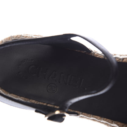 Chanel Lambskin CC Ankle Strap Espadrilles 40 Black 6 of 9