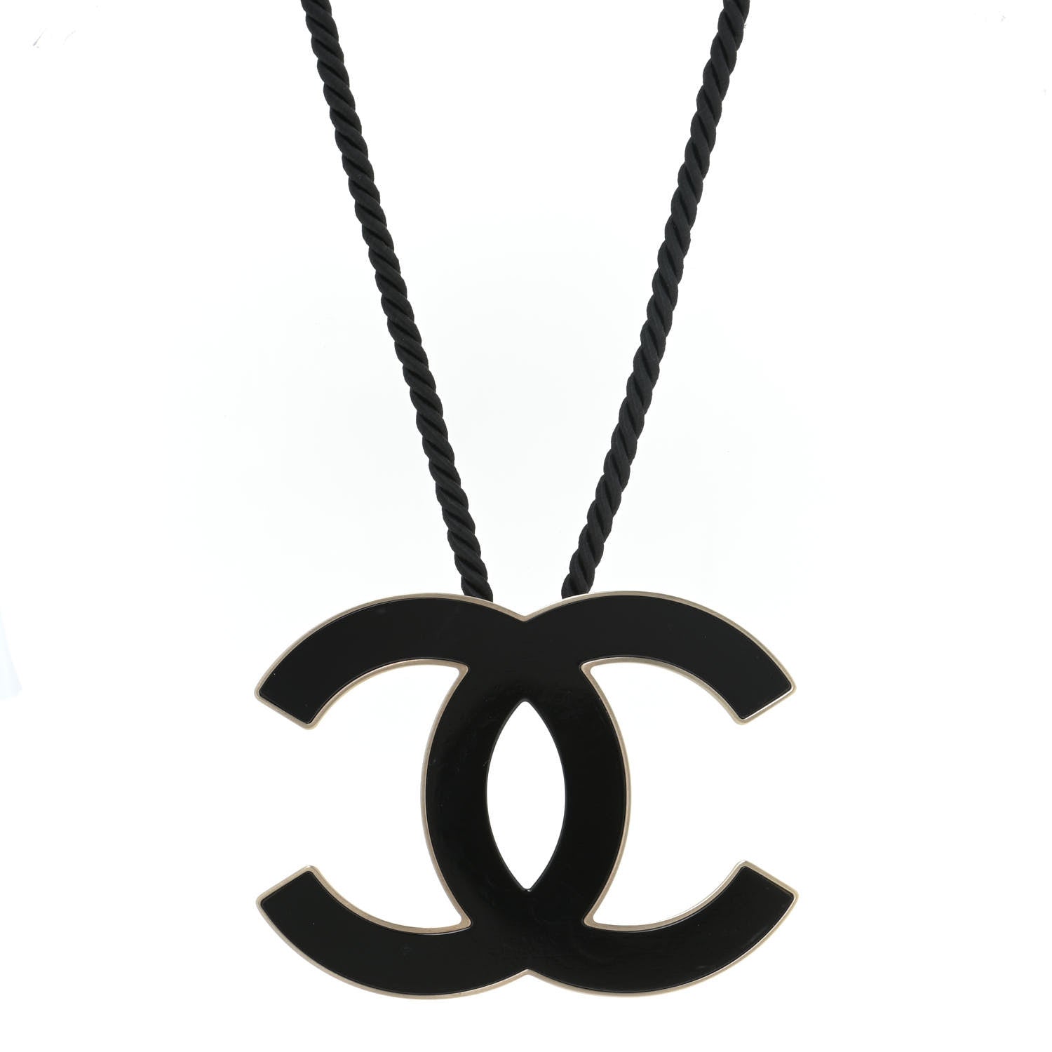 Chanel Enamel CC Rope Necklace Black 1 of 7