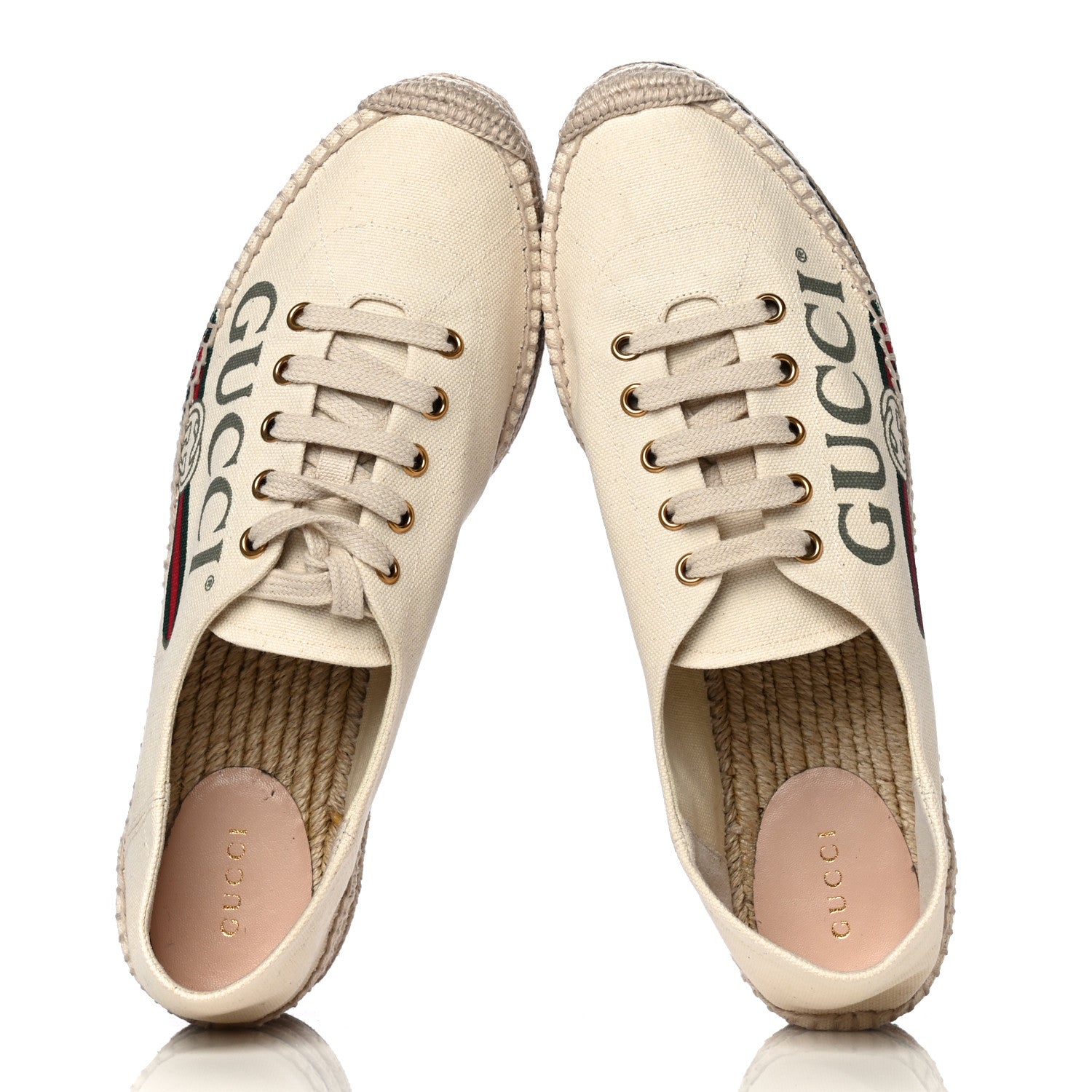 Gucci Canvas Logo Lace-Up Platform Espadrilles 40 Greggio Grege 5 of 13