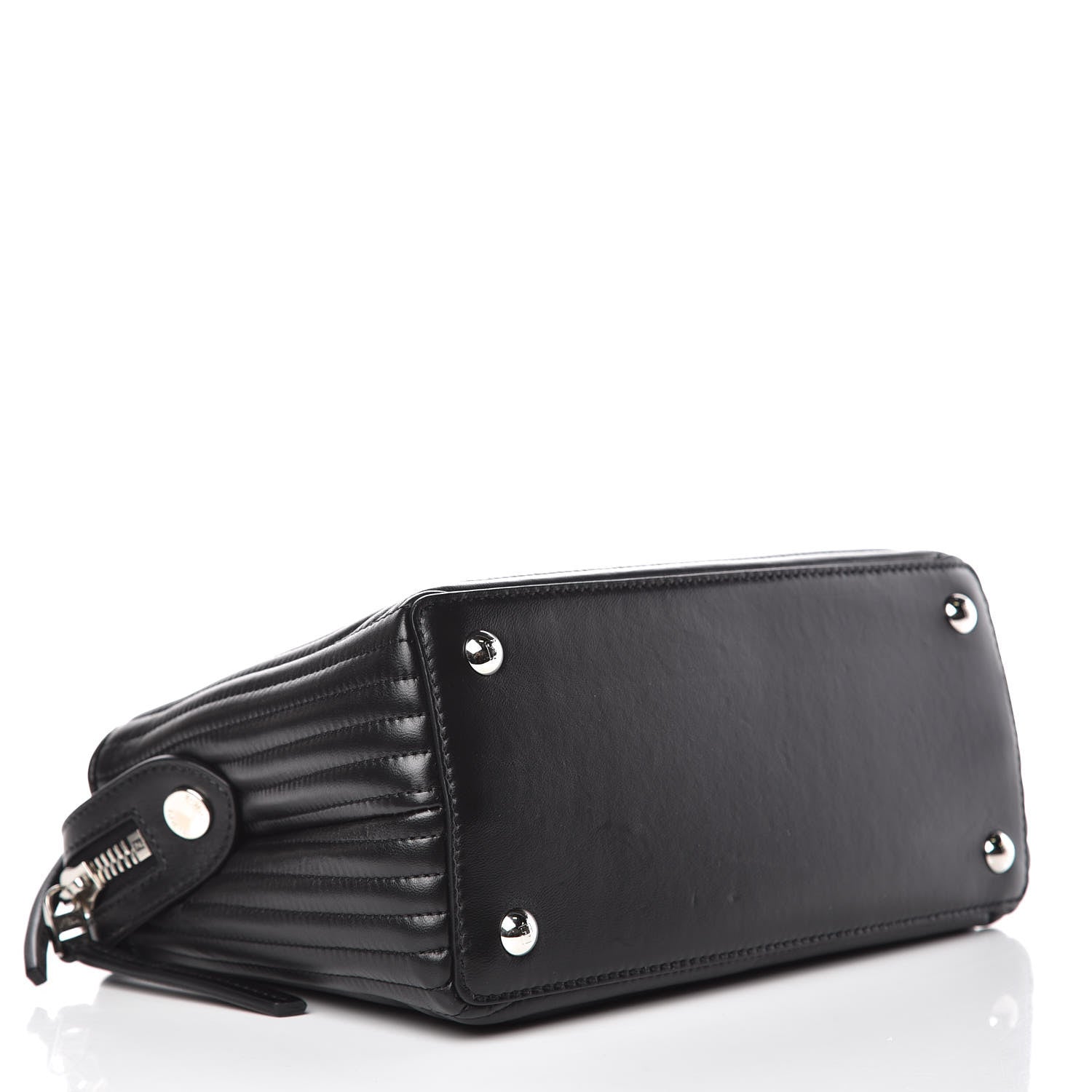 Fendi Shiny Nappa Trapuntata Small DotCom Click Chain Satchel Black 4 of 9