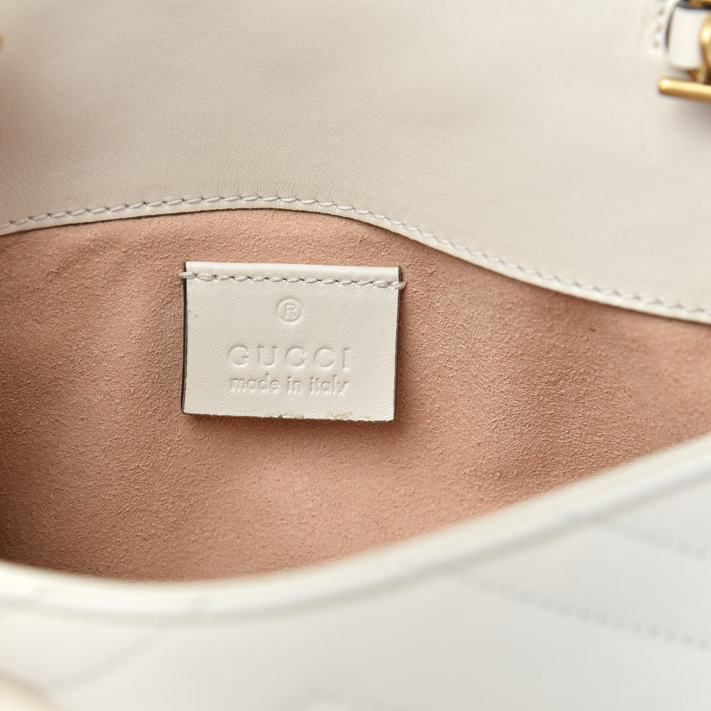 Calfskin Matelasse Super Mini GG Marmont Shoulder Bag White