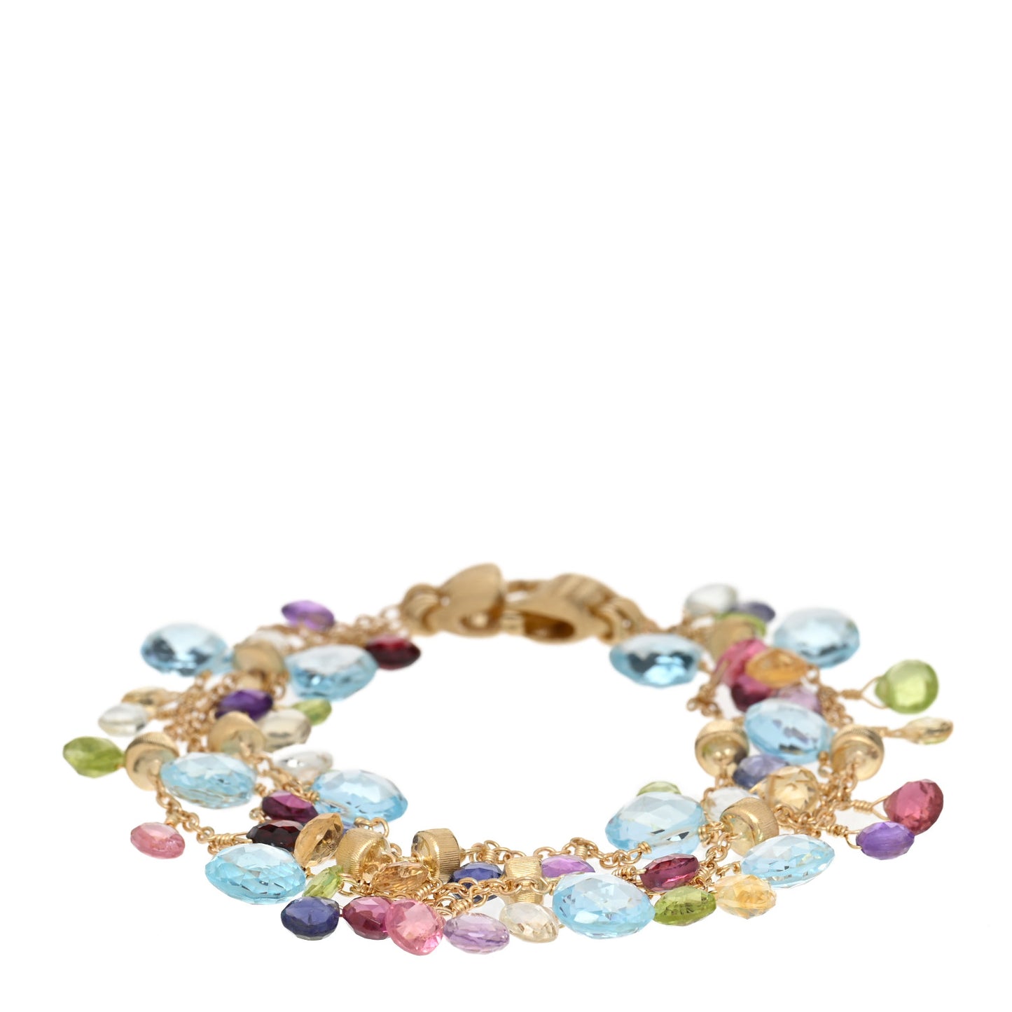 18K Yellow Gold Multi Gemstone Paradise Triple Strand Bracelet