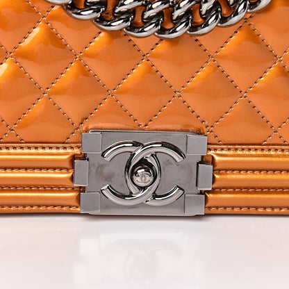 Chanel Metallic Patent Calfskin Quilted Small Boy Flap Orange 10 of 10