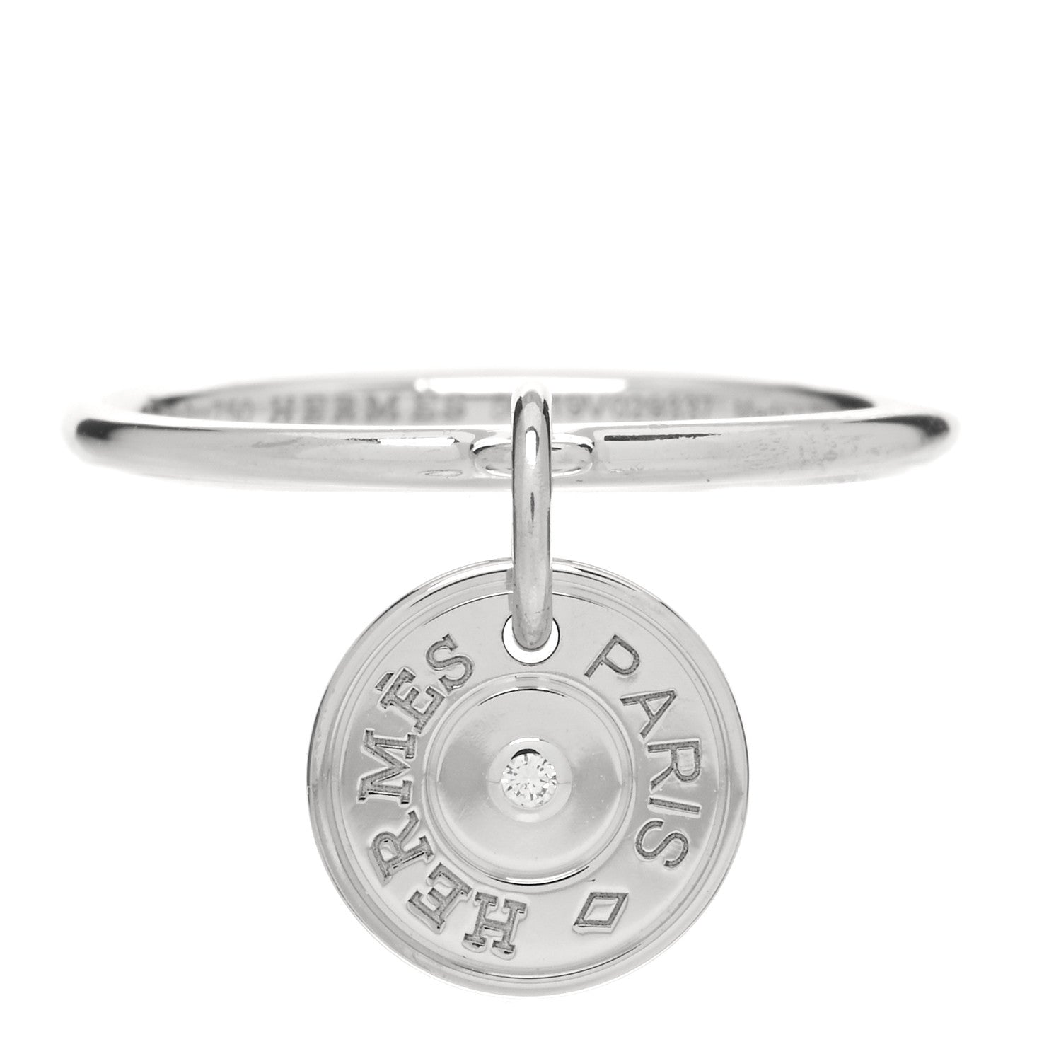 Hermes 18K White Gold Diamond Gambade Ring 56 7.5 1 of 6