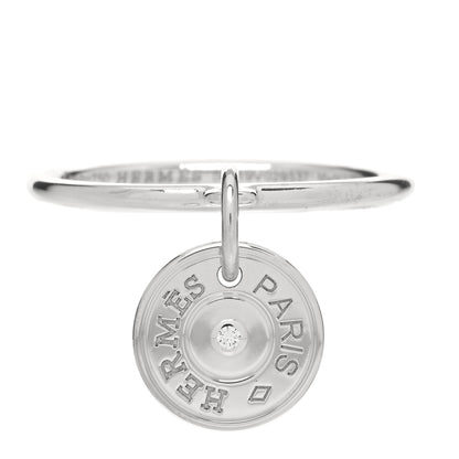 Hermes 18K White Gold Diamond Gambade Ring 56 7.5 1 of 6