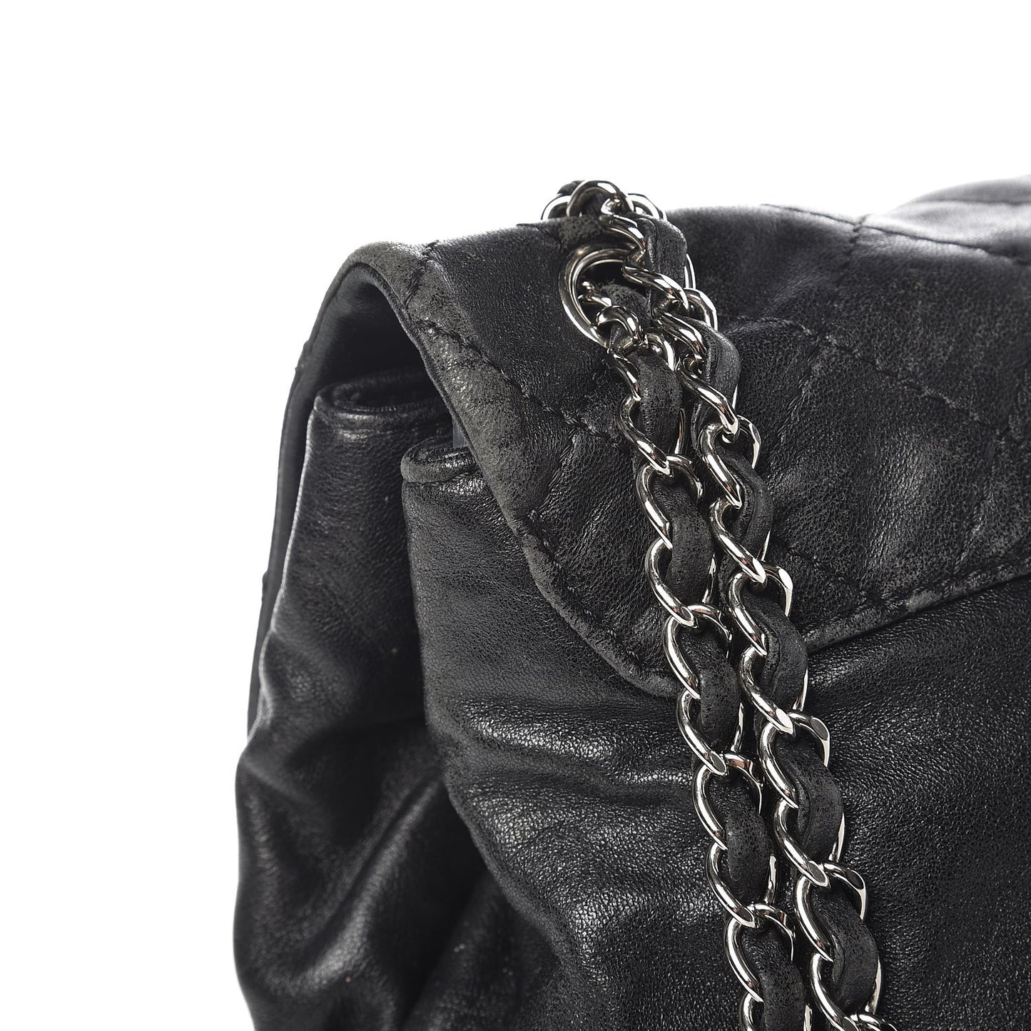 Shiny Lambskin Quilted Medium Trianon Messenger Flap Black