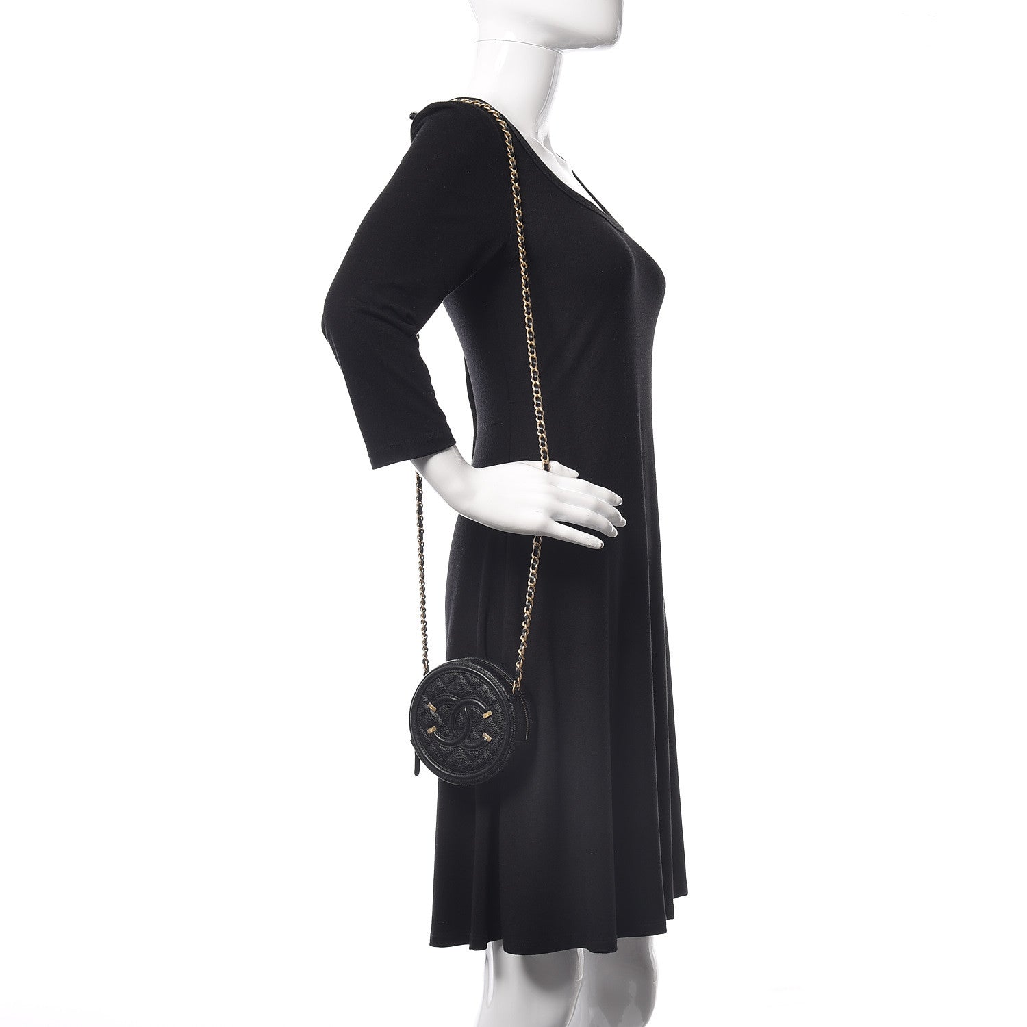 Chanel Caviar Quilted Round Filigree Crossbody Black 2 of 8