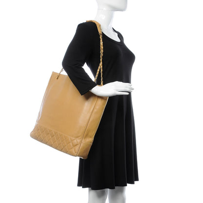 Chanel Lambskin Quilted Tote Beige 2 of 19