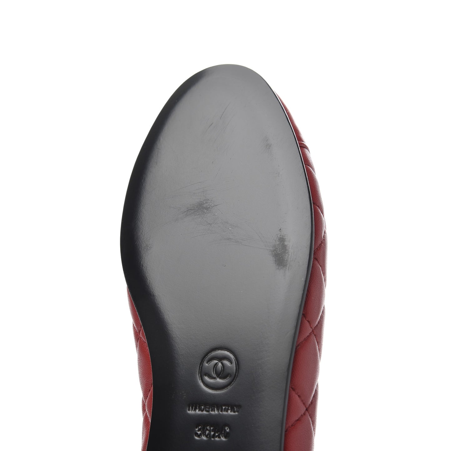 Lambskin Quilted CC Cap Toe Ballerina Flats 36.5 Red