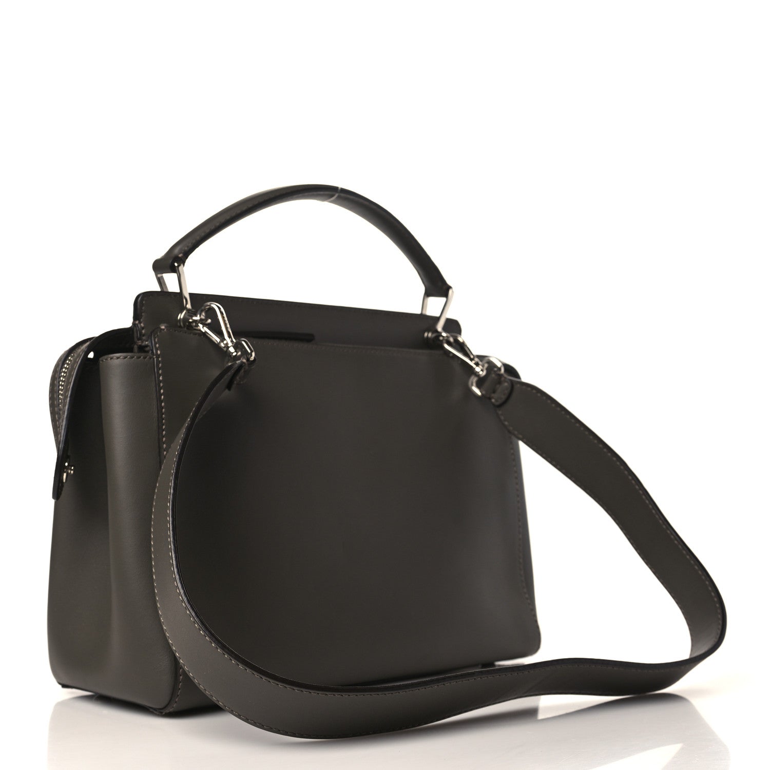 Fendi Vitello Baltico Dolce DotCom Satchel Carbone Menta 4 of 11