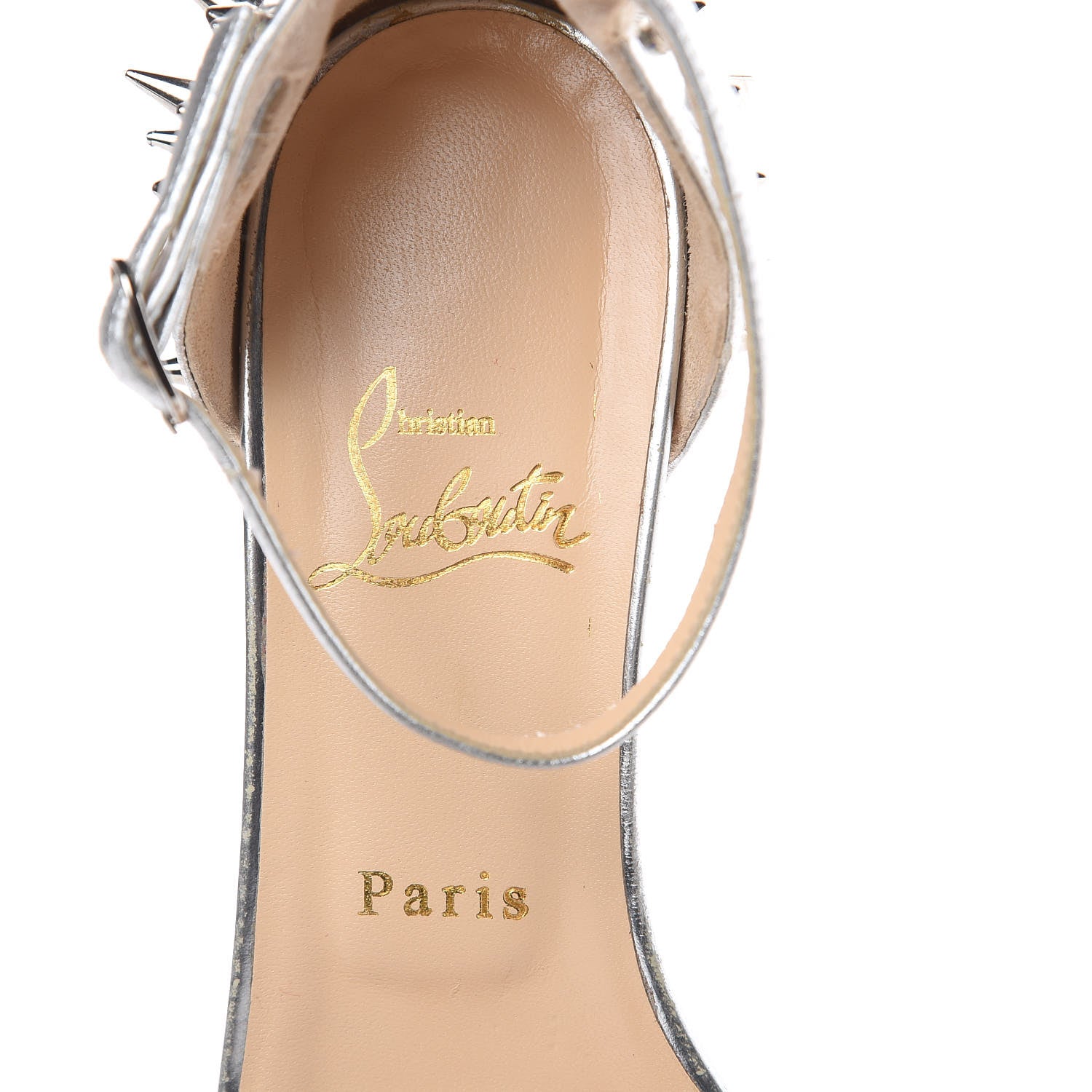 Christian Louboutin Metallic Druide Spiked Sandals 37 Silver 6 of 8