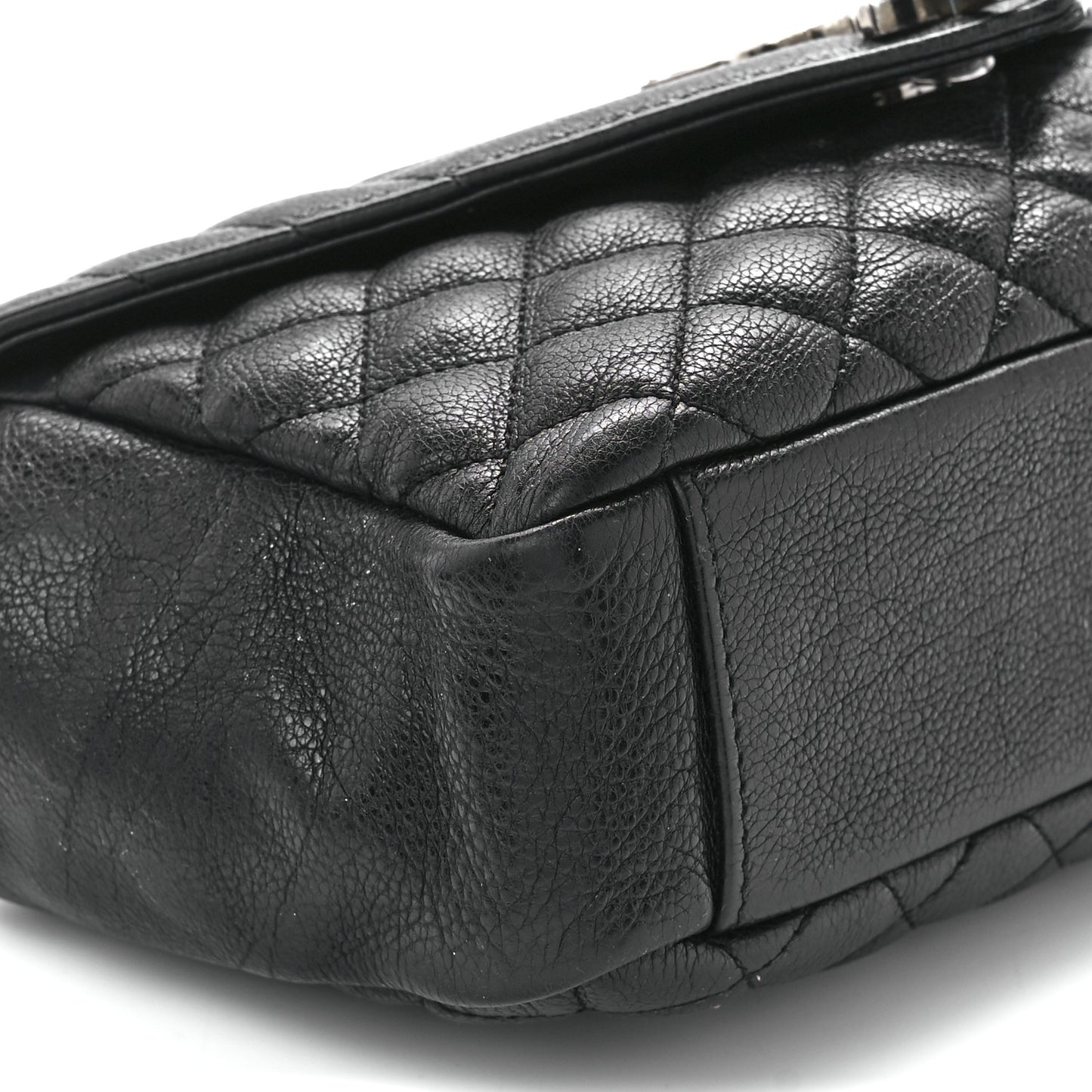 Sheepskin Tri-Quilt Monogram Medium College Bag Black
