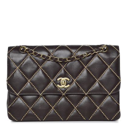 Chanel Calfskin Quilted Medium Wild Stitch Flap Brown 1 of 13