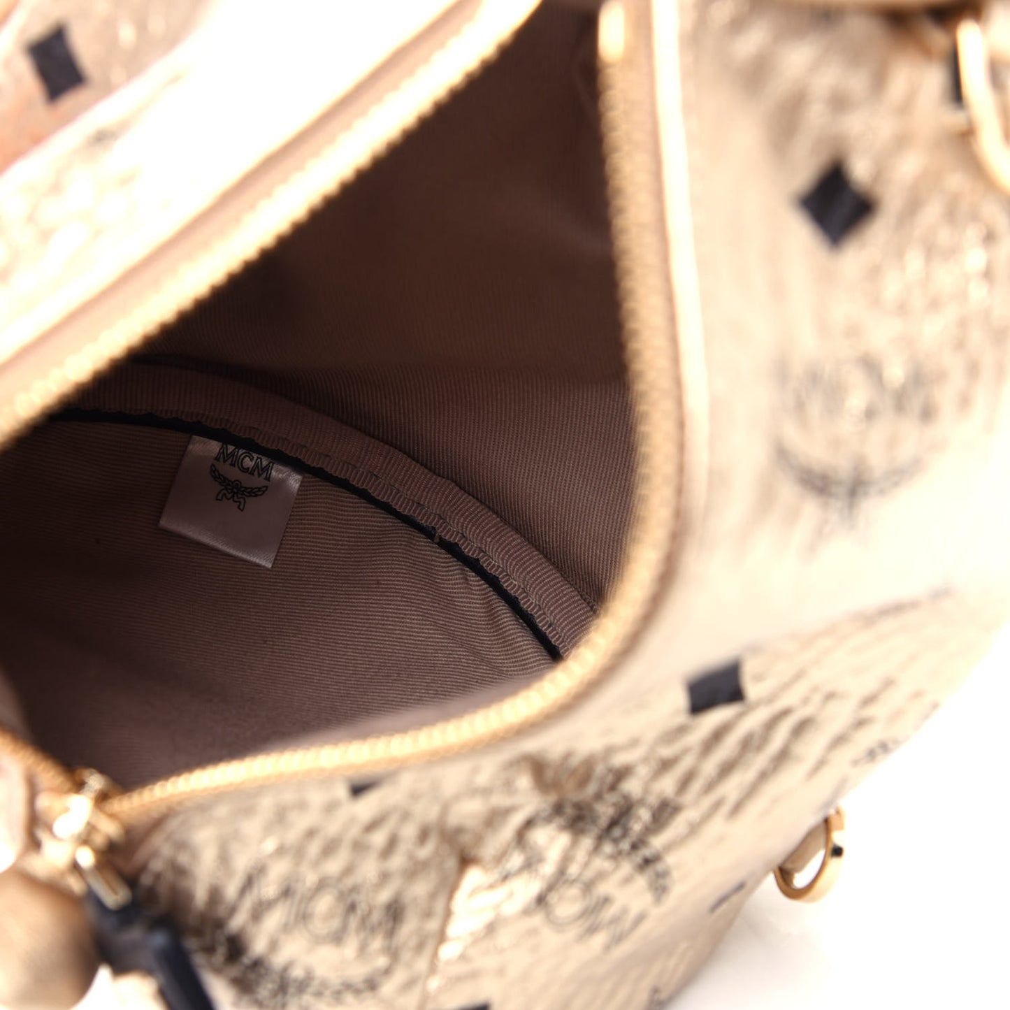 Calfskin Visetos Bear Zoo Doll Backpack Gold