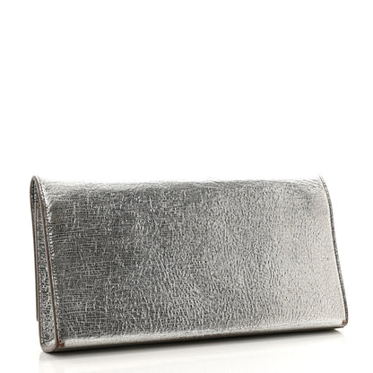 Saint Laurent Textured Metallic Calfskin Classic Monogram Cassandre Clutch Silver 3 of 16